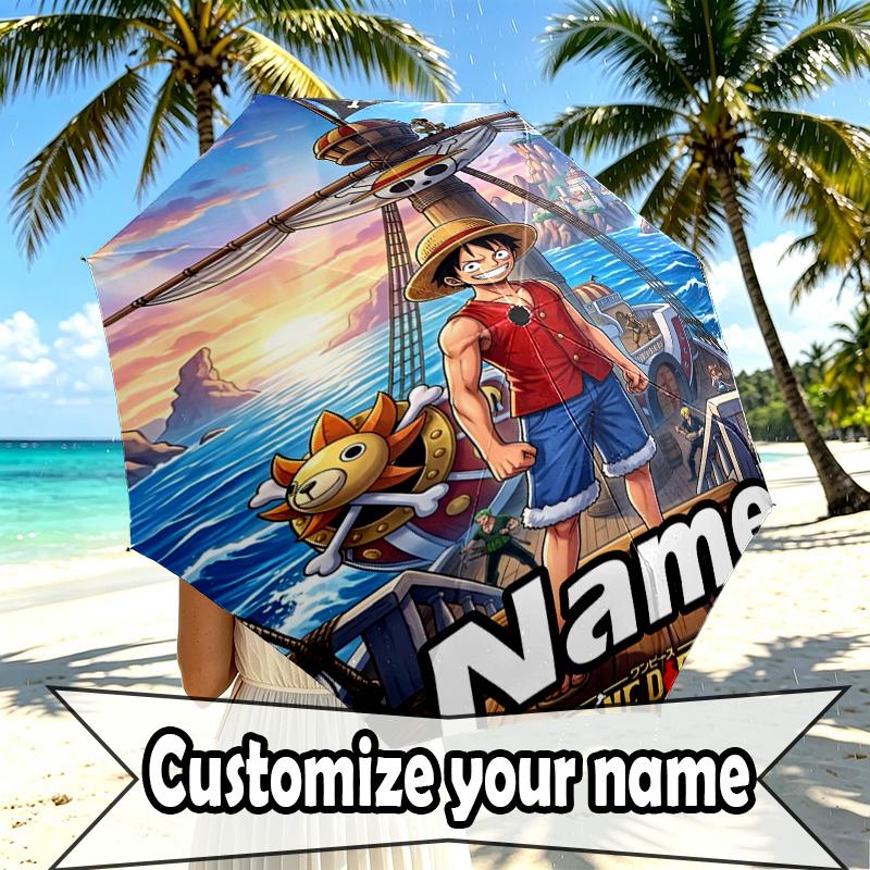 Custom Name Personalized One Piece Print Umbrella, Auto Open Close, 8‑Rib Sturdy Frame, Commute Camping Hiking Use, Birthday Gift