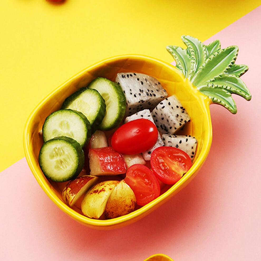 Pineapple Salad Bowl Ceramic Kid Rice Bowl With Spoon 300ml