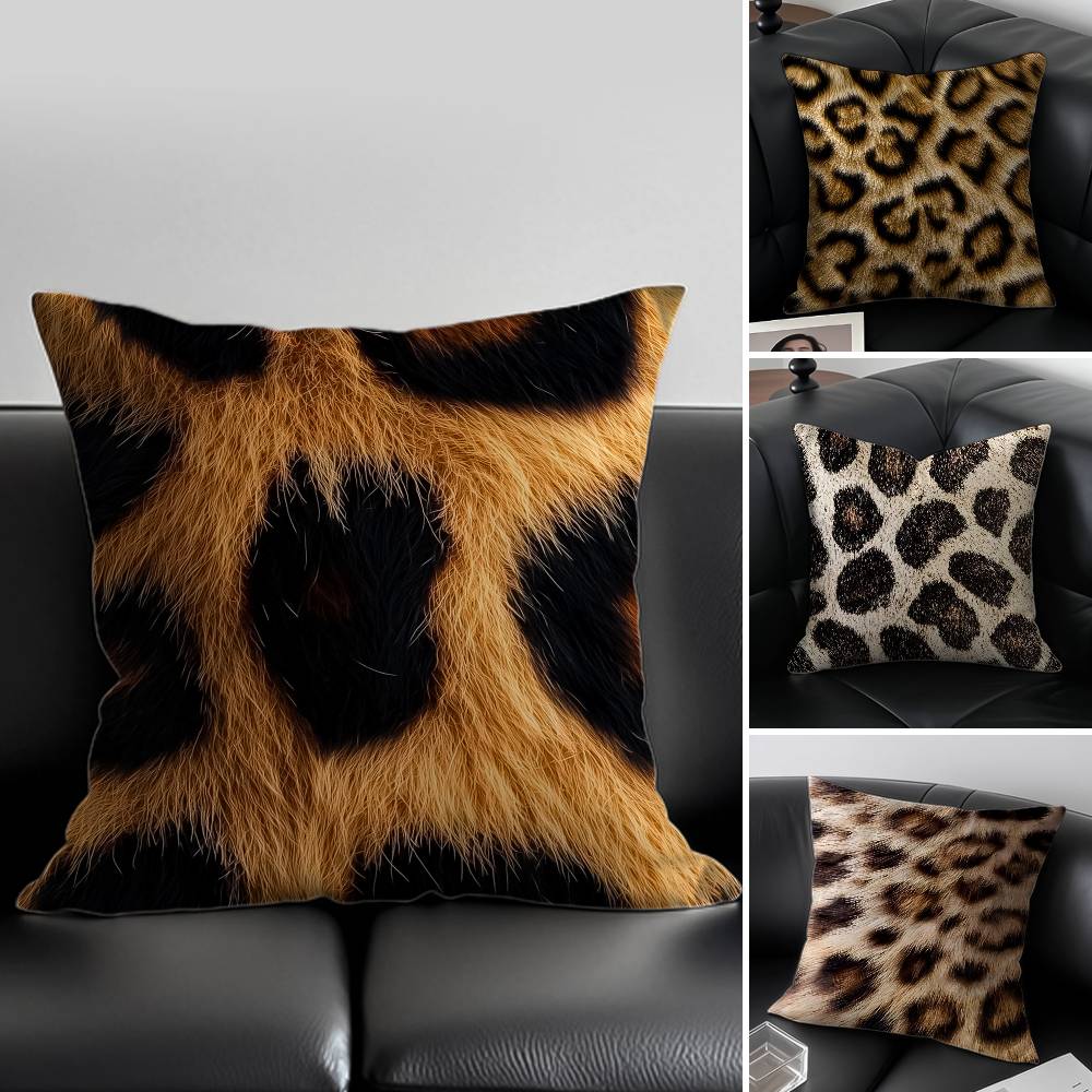 Leopard Print Pillow Case Anti-dustmite Invisible Zipper Sofa Bed