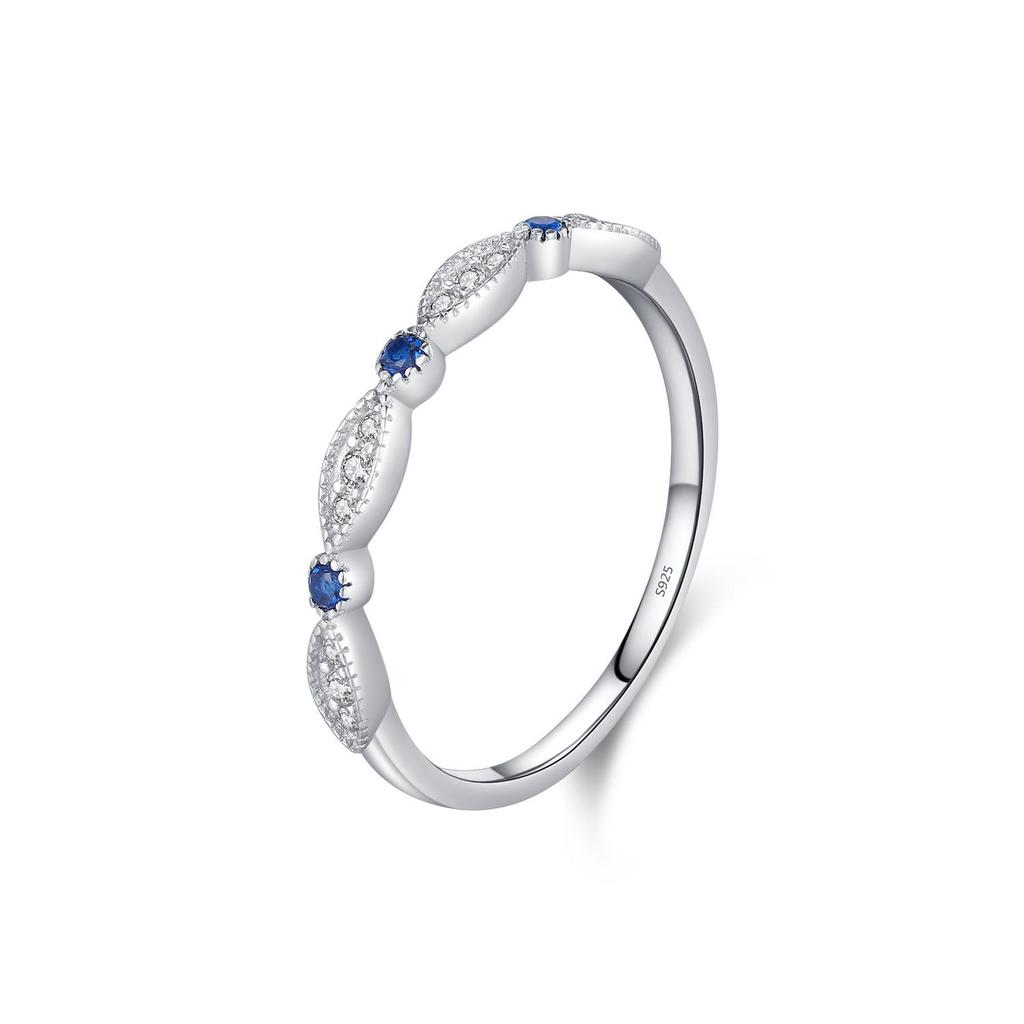 MODIAN S925 Sterling Silver Rhinestone Ring for Women – Elegant, Simple, Versatile Stacking Band