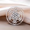 Cazador Stainless Steel Archangel Metatron Cube Lapel Pins for Women Men Jewelry Suit Collar Badges Backpack Metal Brooch Amulet