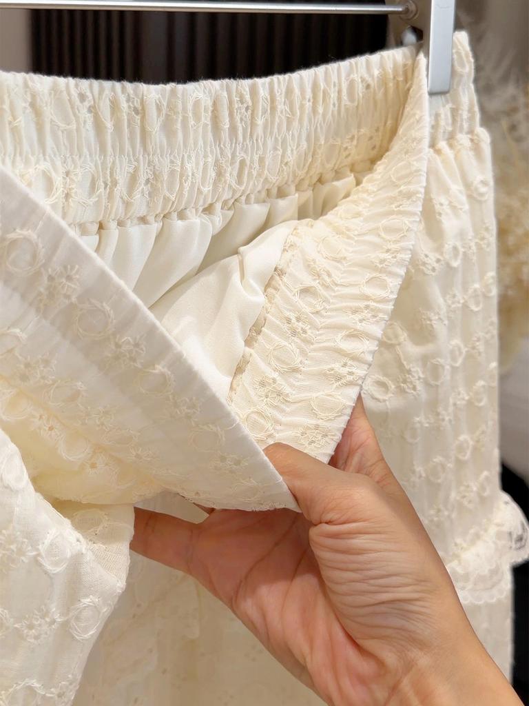 2026 Spring/Summer High-Waisted Lace A-Line Layered Skirt for Women