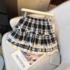 Elastic Plaid Lace Patchwork A-Line Puffy Skirt with Bow