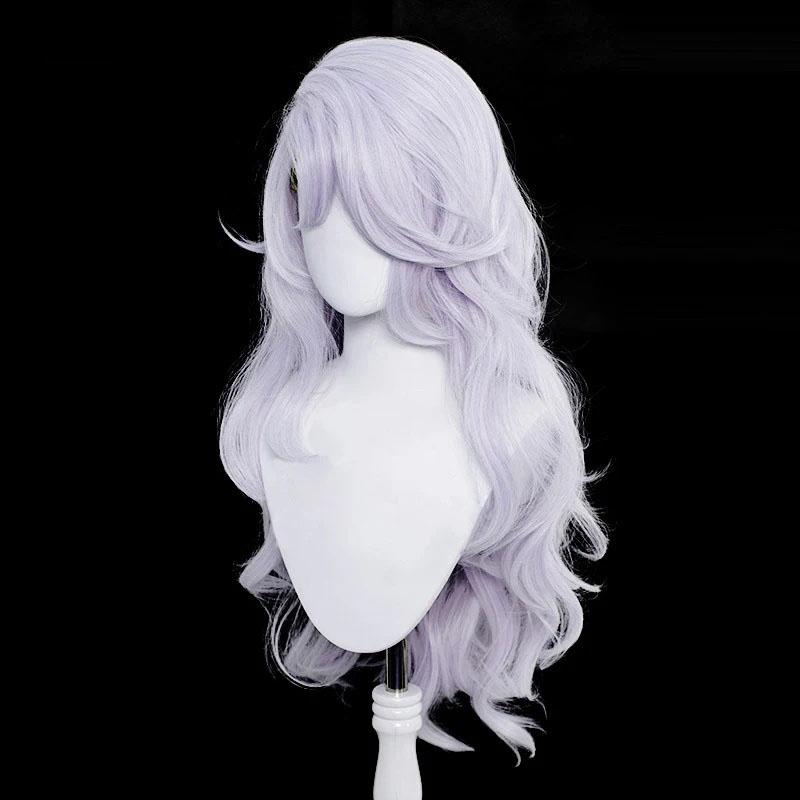 Parrucca Cosplay Gojo Satoru Femminile Anime Lunga Argento Viola Ricci Capelli Sintetici Termoresistenti Parrucche per Feste Anime + Cuffia per Parrucca