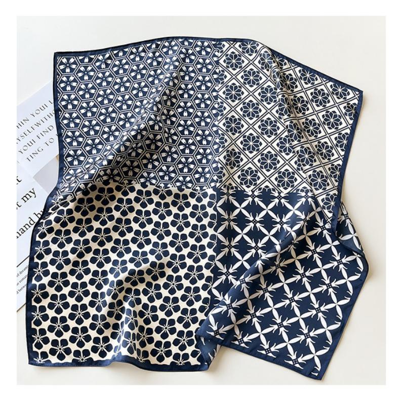 Luxury Brand Real Silk Square Scarf Women Cat Neck Hair Tie Band Beach Hijab Kerchief Head Headbands Bandana Female Foulard 68cm