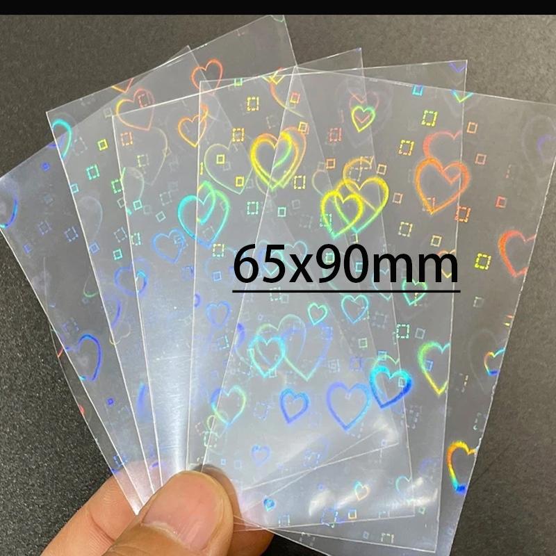 50Pcs Heart Shape Rainbow Star Foil Card Sleeves Top Loading Protector For Board Games Collectible Cards Pos Tarot