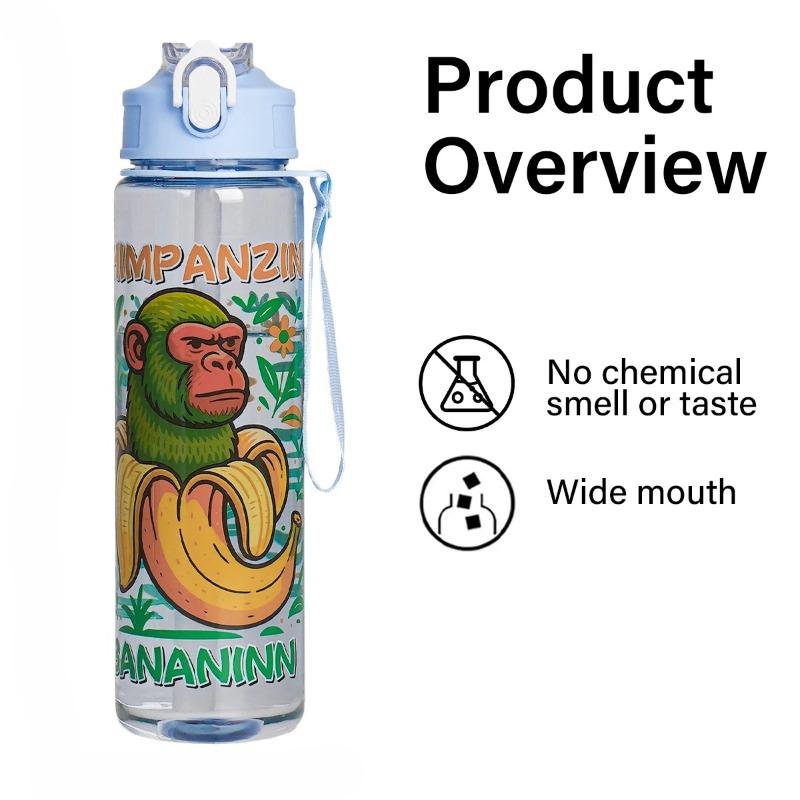 750ml Cartoon Straw Cup Water Cup Leak-proof Convenient To Carry Suitable For Sports Outdoors Gym Large Capacity Cute Plastic Water Cup