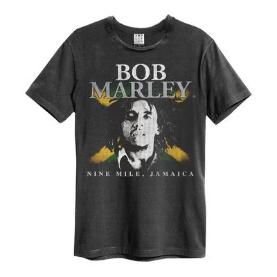 Maglietta da uomo Amplified Bob Marley Nine Mile Grigio Antracite 100% Cotone T-shirt da uomo Top Bob Marley Maglietta Classica