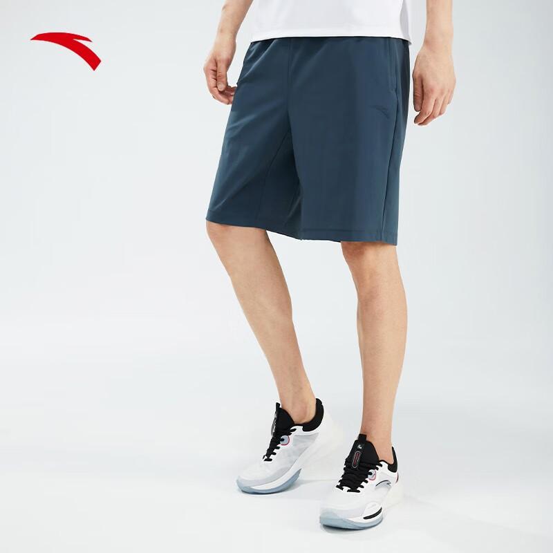 Anta Training Series Solid Color Knitted Sports Five-Point Shorts Men Shorts Whale-Fin-Blue 152337309-2