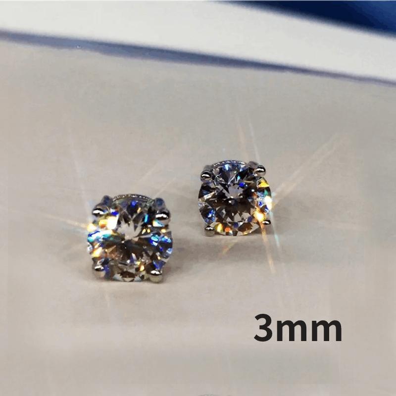 Hot Simple Stud Earrings for Women 3mm/4mm/5mm/6mm/8mm Round CZ Stone Silver Color Ear Piercing Earrings Trendy Jewelry