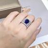 Hollow Blue Zircon Wedding Ring for Women Water Drop Net Shape Micro-inlaid Simulation Simple Jewelry Full Drill Engagement Ring
