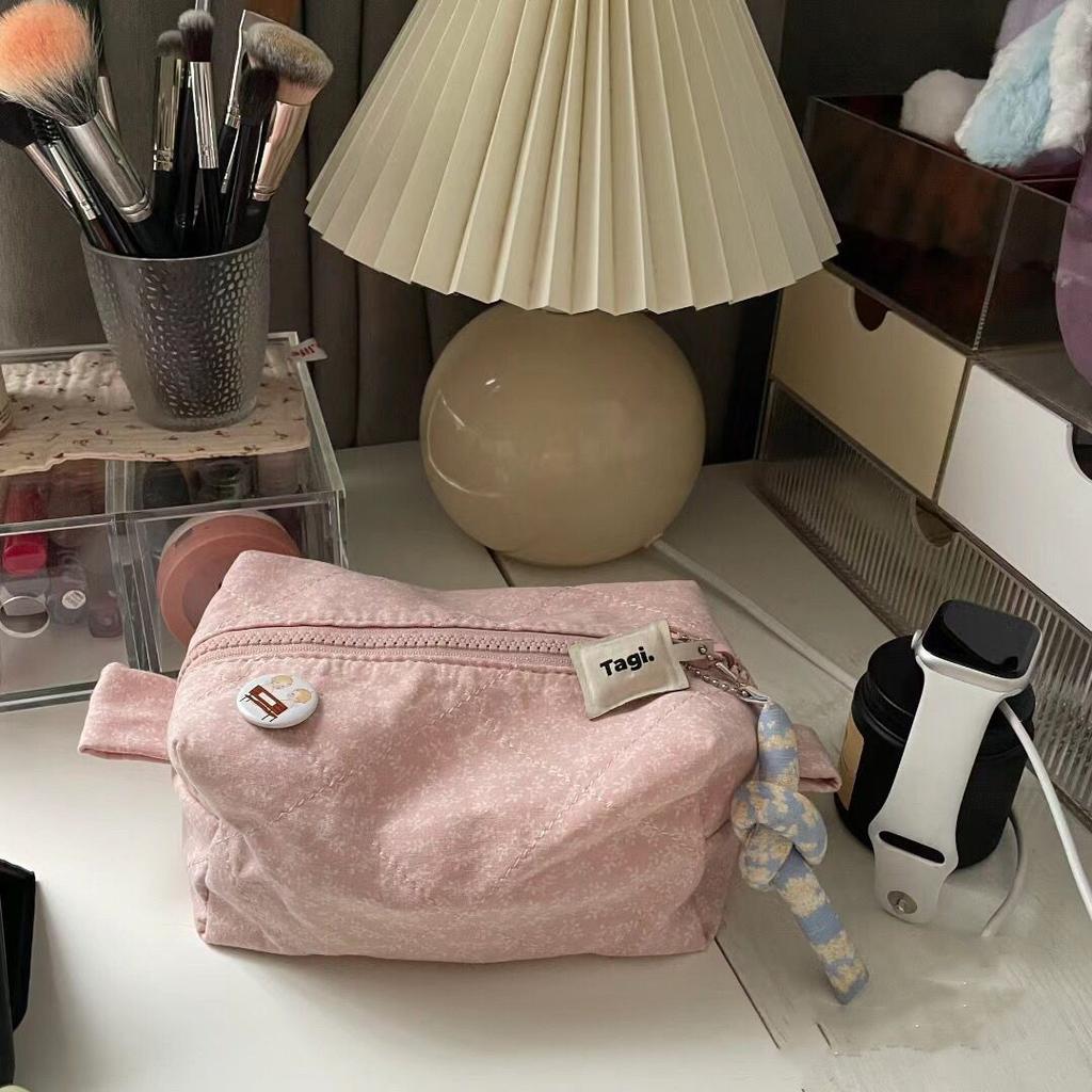 Korean-style Large-capacity Pink Floral Storage Bag Toiletries Bag Cosmetic Bag
