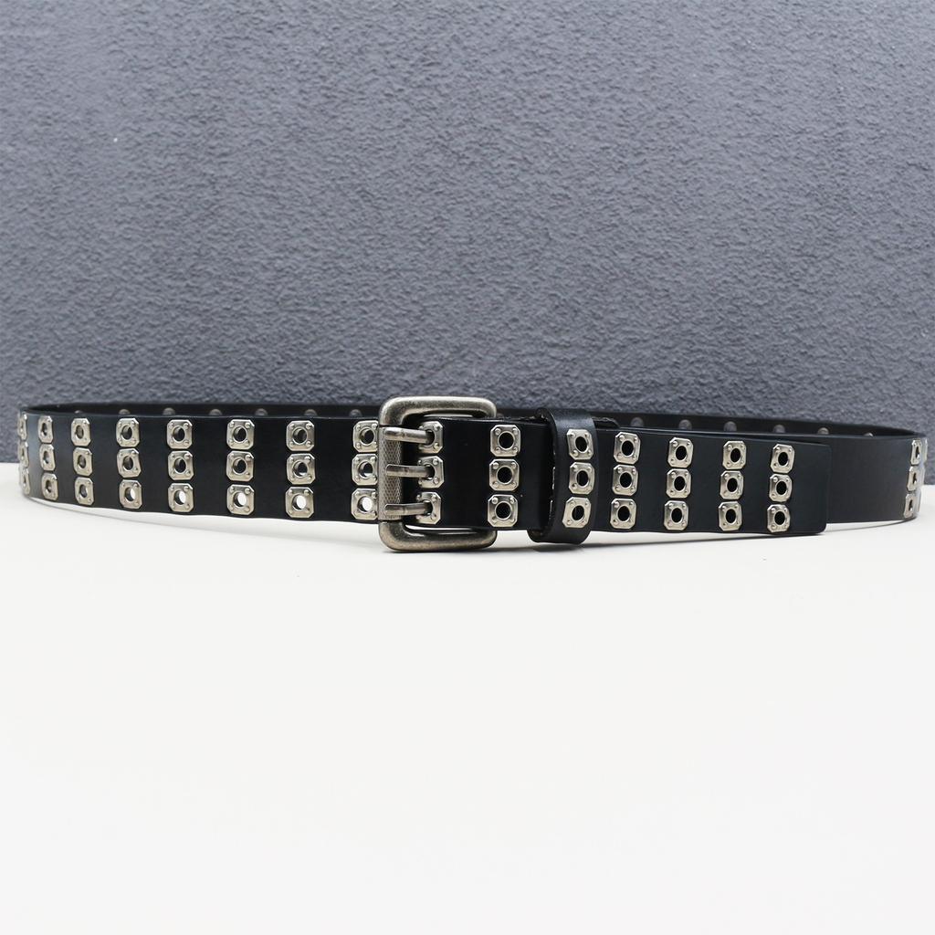 European and American Belts for Men and Women with Neutral Trends, Dark Style, Hollow Rivet Belt, Girlfriend-punk Style, Versatile Jeans Belt