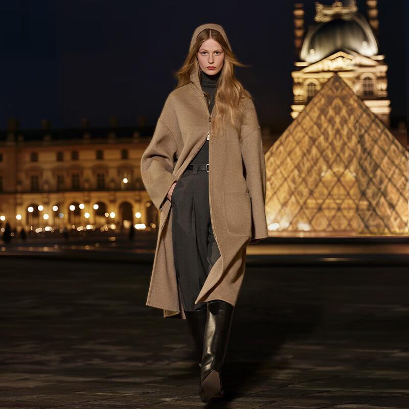 GOELIA Unisex Hooded Double-Faced Cashmere Wool Coat