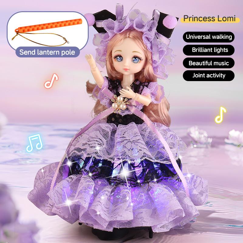 

9 Inch Motorized Fashion Princess Doll With Led Lights And Music, Princess Toys For Girls And Kids, Exquisite Birthday Gifts (As shown-8657)-