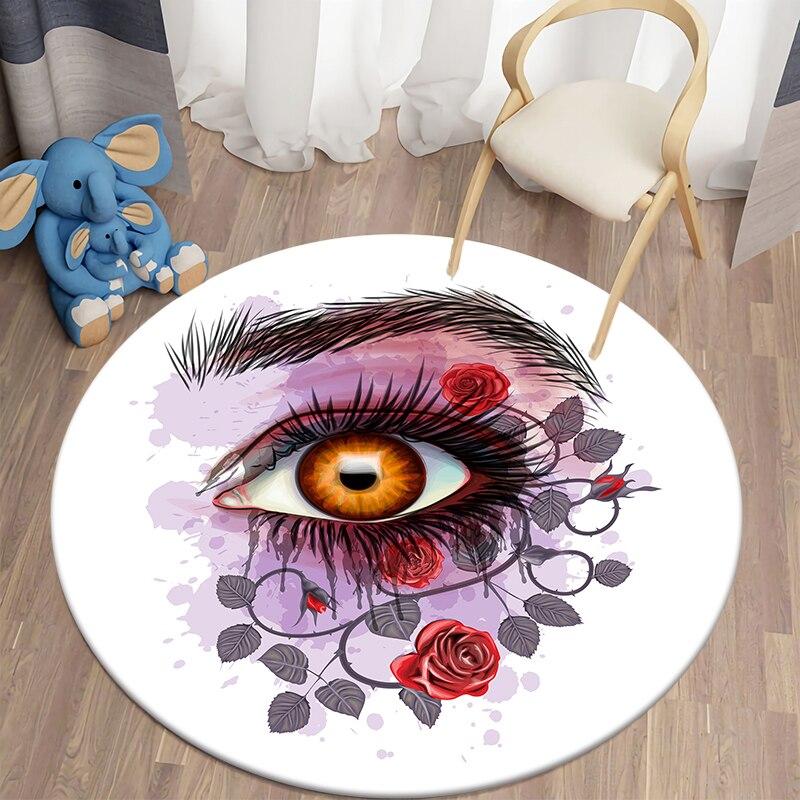 Black Cat Kawaii HD Printed Round Carpet for Living Room Rugs Camping Picnic Mats Flannel Anti-Slip Rug Yoga Mat Stranger Things