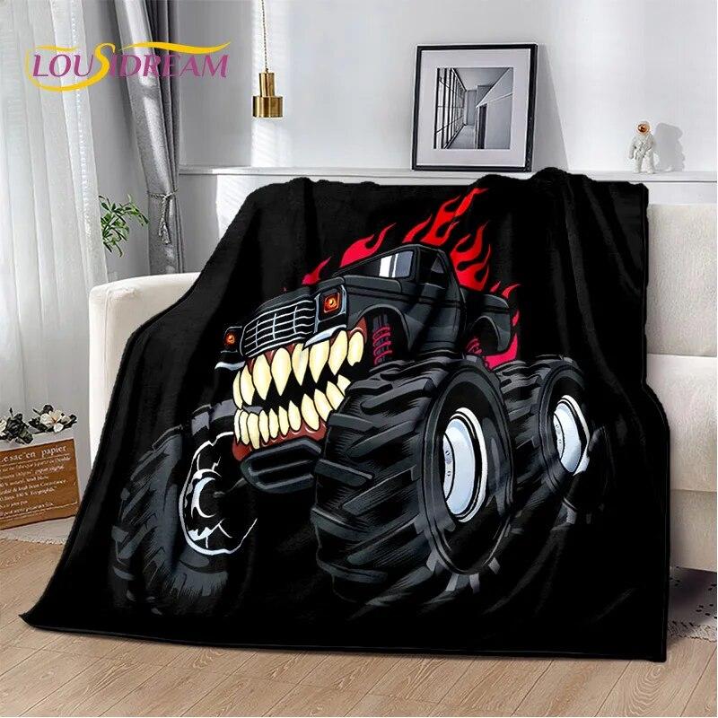 Cartoon Monster Jam 3D Monster Truck Blanket,Soft Throw Blanket for Home Bedroom Bed Sofa Picnic Travel Office Cover Blanket Kid