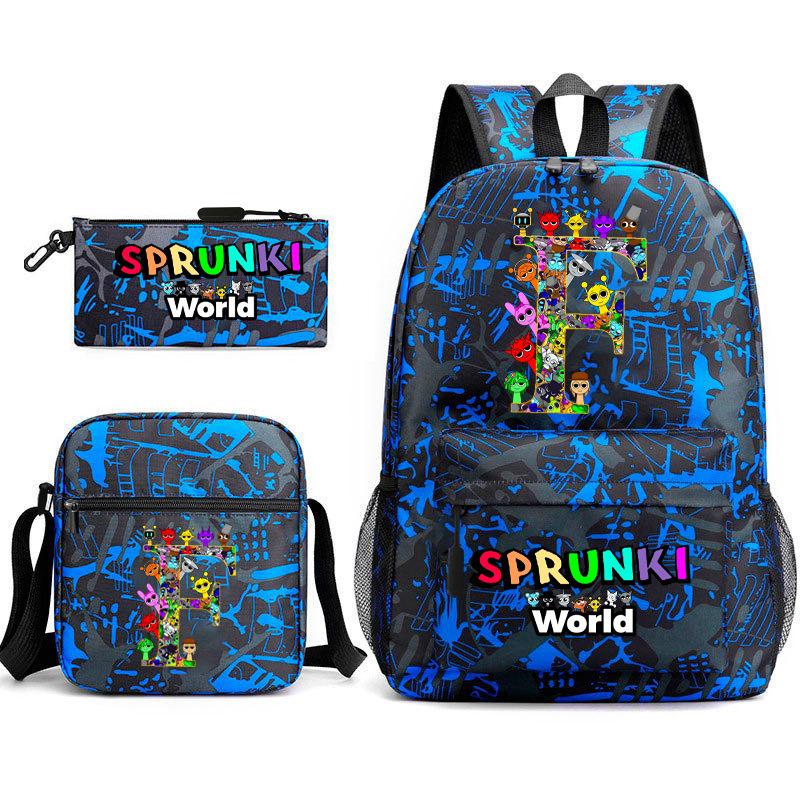 Rhythm box cartoon animation primary school schoolbag sprunki fourth grade lightweight burden reduction large capacity backpack bag