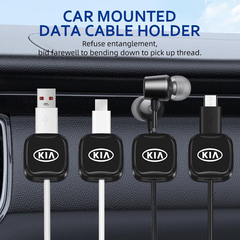 Car Interior Charging Cable Storage Clip Magnetic Data Cable Sorting Storage For KIA Soul Sorento K2 K5 Picanto Optima Sportage