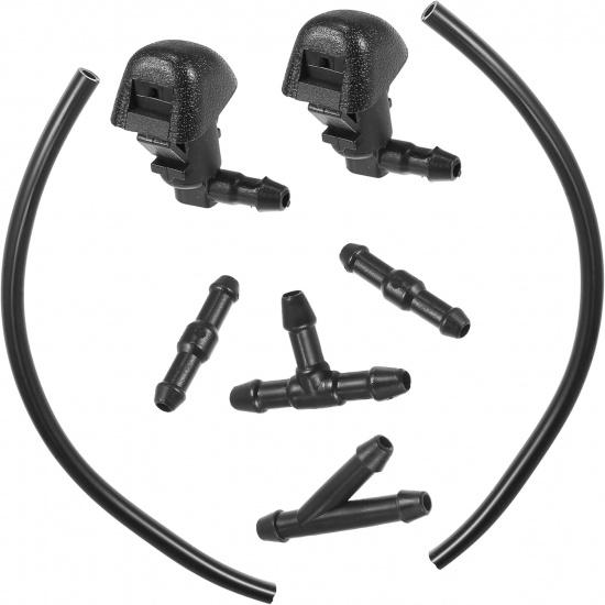 1 Set Car Windshield Washer Nozzles Set 76810-TK8-A01 Front Windshield Spray Nozzles Wiper Spray Washer Jet and Fluid Hose with Connectors for Honda