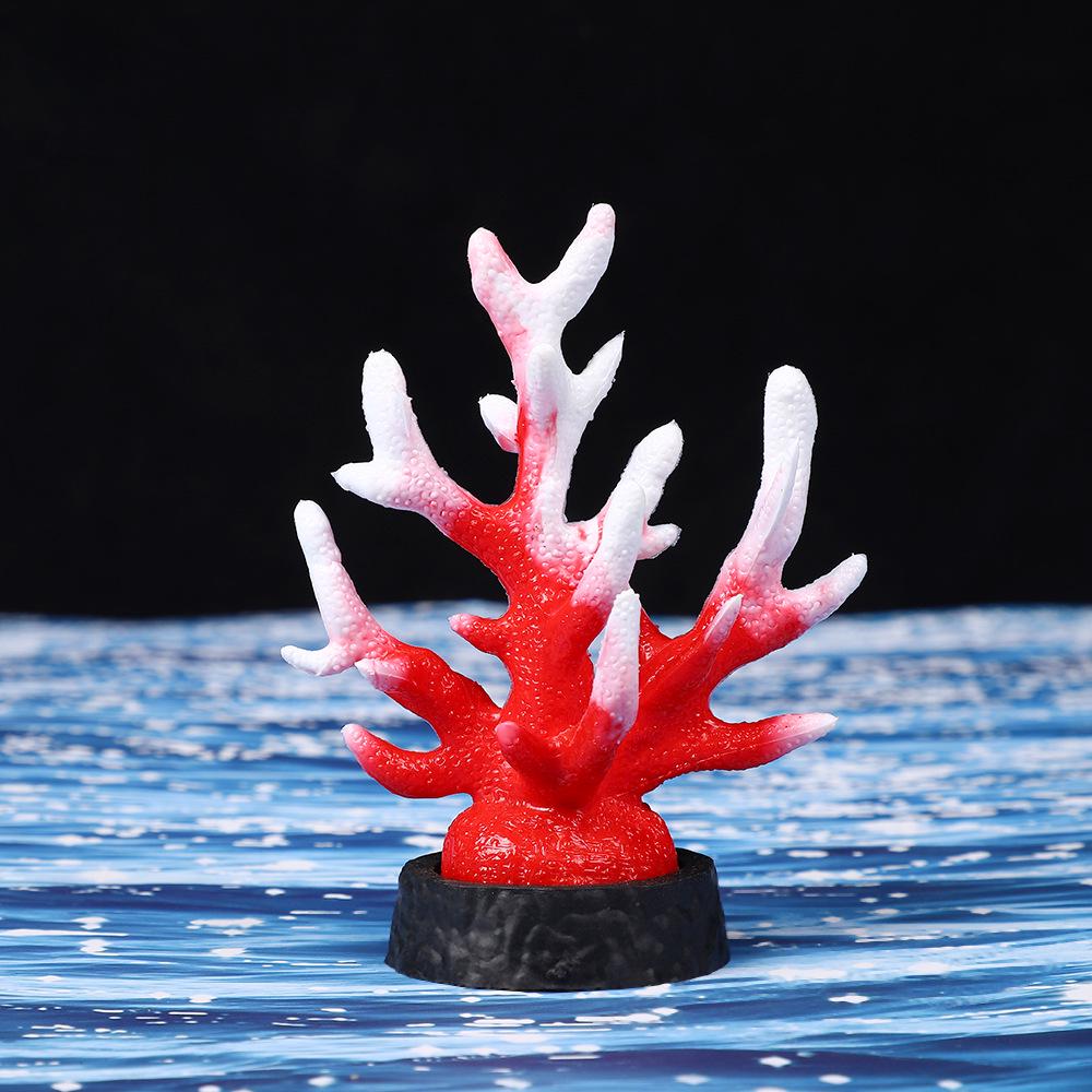Ornamental Coral Fish Tank Decor: Ironwood Branch with Artificial Plants for Saltwater Aquarium Scenery