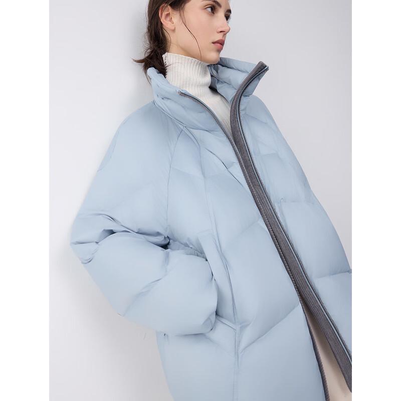 ELLE Women's White Duck Down Stand Collar Short Puffer Jacket