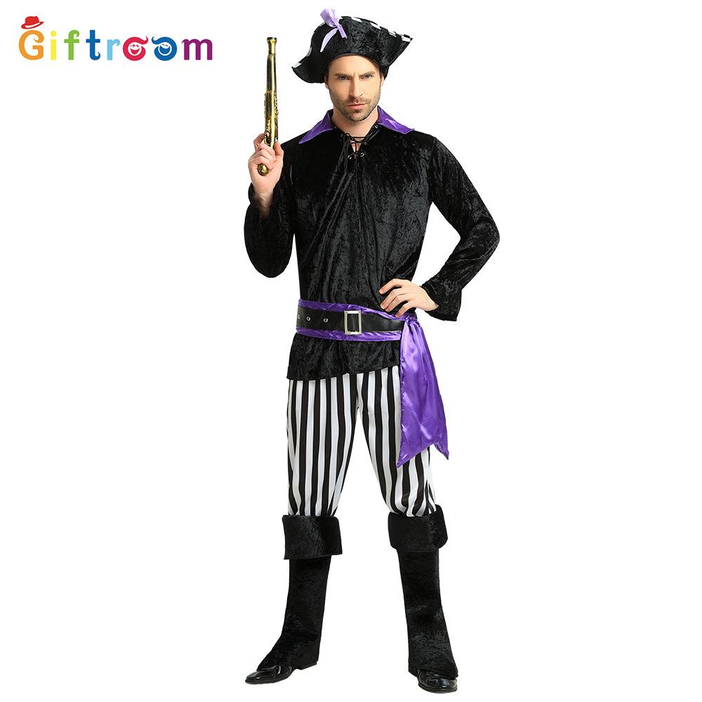 

Фиолетовый Изысканный Костюм Карибского Пирата Для Взрослых Мужчин Идеально Подходит Для Театральных Представлений