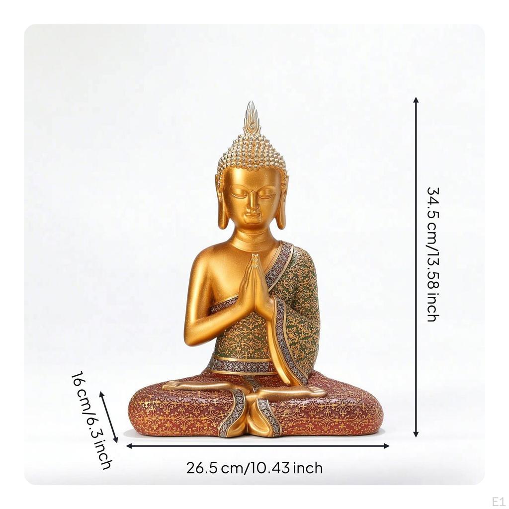 ThaiInfluenced Prayer Figurine Statue Meditative Buddha Praying for Buddhists,