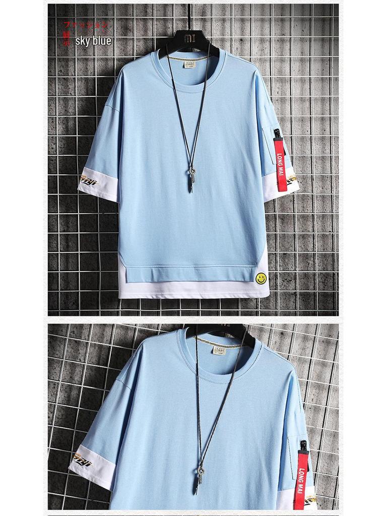 2022 Men's Trendy Japanese Style Two-in-One Short-Sleeve T-shirt