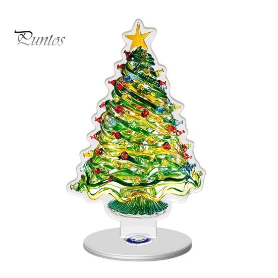 Durable Acrylic Holiday Gift Xmas Ornament, 2D Flat Tree Gingerbread Man Ornament with Christmas Desk Accessories Rotatable Base, Table Centerpiece