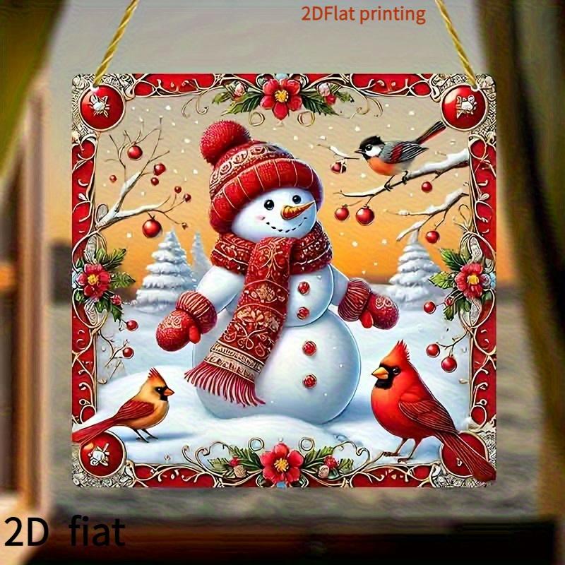 Bohemian Snowman Sun Catcher. Acrylic with red hat & scarf, a festive home decor gift.