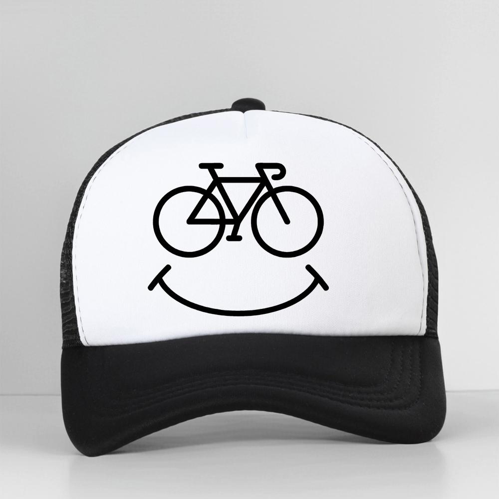 Bike Smile Print Graphic Baseball Cap Summer Casual Unisex Breathable Sun Hat Fashion Mesh Adjustable Snapback