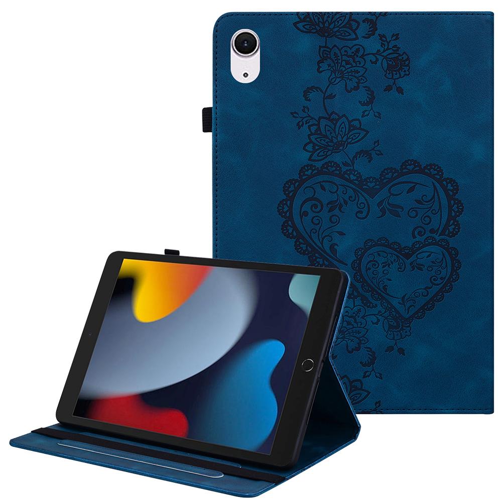 Leather Case For iPad 10.2 (2021)/(2020)/(2019)/Air 10.5 Inch (2019) Heart Imprint Foldable Stand Card Slot Stylus Holder Tablet Cover
