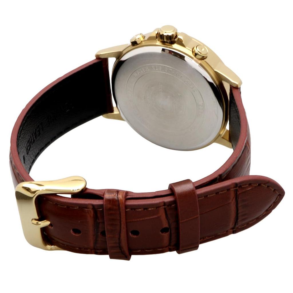 Casio BESIDE Quartz Men's Watch BMS-300GL-5AV Sapphire Glass Brown Leather Band Multi-Axis 24-Hour Display Gold