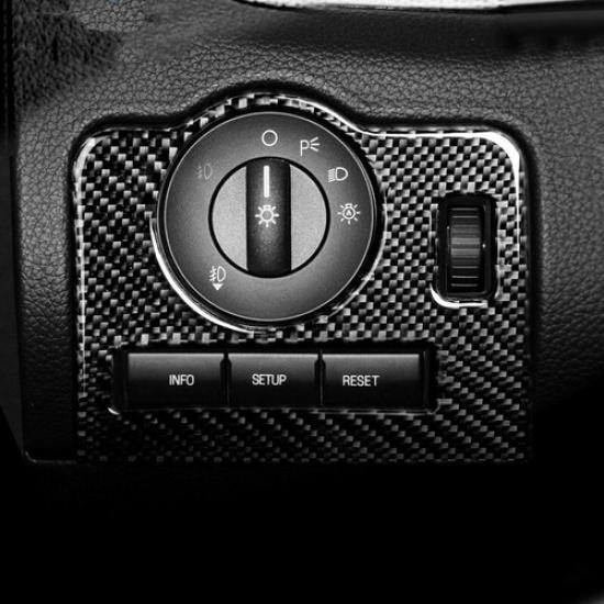 Gloos Black Carbon Fiber Inner Headlight Switch Decor Sticker For Mustang 09-13