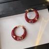 Vintage Enamel Drip Glaze Hoop Earrings Exquisite Ear Accessories Statement Jewelry for Party and Everyday Wear