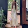 French Floral Tea Break Skirt Women's Summer New Fresh and Sweet Meat Covering and Thin V-neck Design Suspender A-shaped Dress