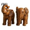 Decorative Animal Sculpture Elephant Figurine Ornament, Resin Wood Grain Statue, Auspicious Entryway Accent for Home Office Living Room