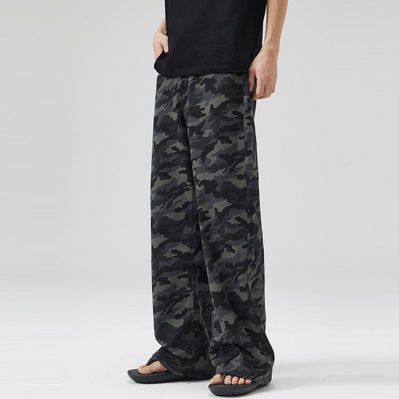 

LKTM Джинсы А-силуэта унисекс с полуэластичной талией, камуфляжные - Свободный крой, Слим-эффект, Уличный стиль L (120-135 lbs) камуфляжный