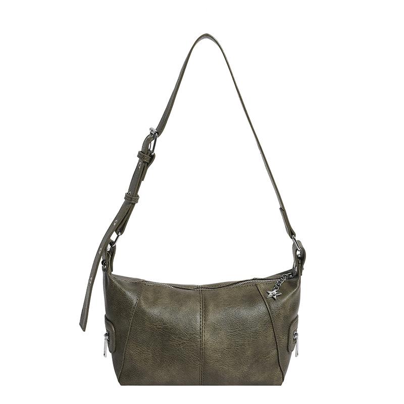 

Leather Crossbody Bag Women s Fashion Shoulder Tote with Adjustable Strap and Side Zip Pockets зелёный