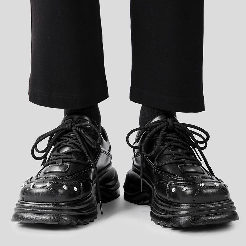 Platform Leather Shoes 2024 Youth Versatile Trendy Brand Casual Style Dad Shoes Fashion Versatile Locomotive Darth Vader Men's Shoes