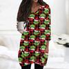 Womens Tops V-neck 3/4 Sleeve Blouses Casual Mid-length Shirts Fashion Christmas Print Tunic Tops With Pockets