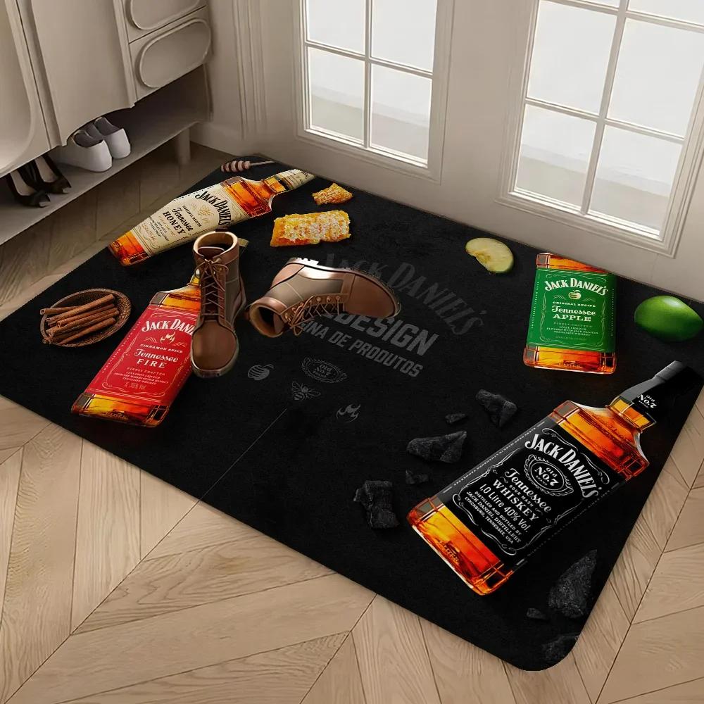 J-Jack-Daniels Whisky Pattern Room Mats Washable Non-Slip Living Room Sofa Chairs Area Mat Kitchen Alfombra
