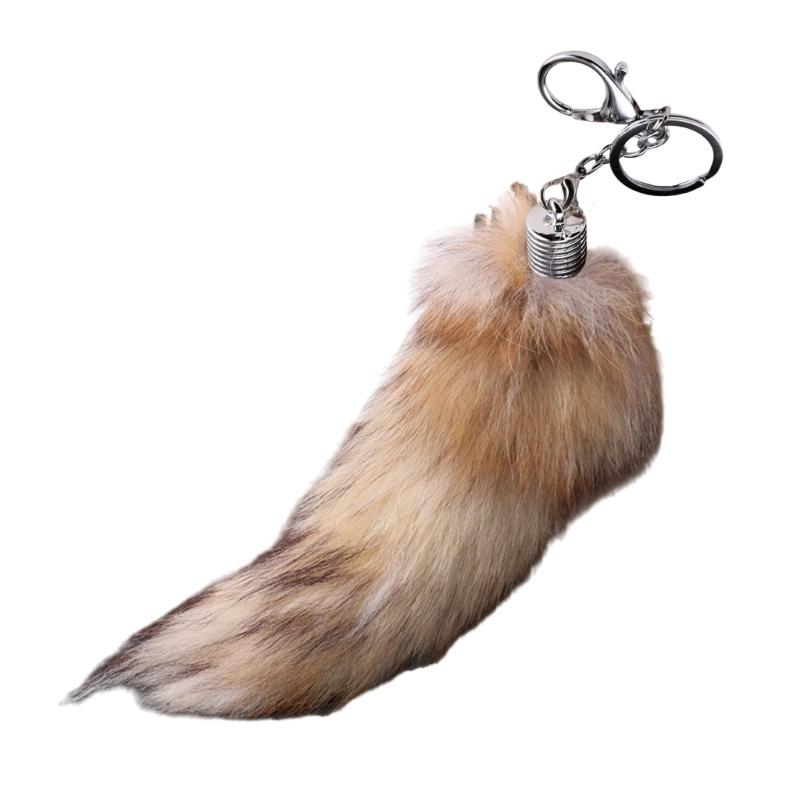 Большой Брелок-Хвост Лисы Аксессуар Модный Брелок-Хвост из Искусственной Лисы Мягкая Плюшевая Подвеска для Сумки Элегантный Брелок-Шарм жёлтый