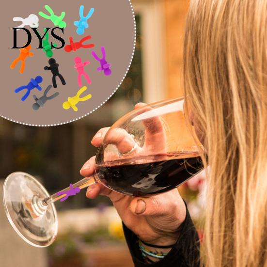 Wine Glass Marker 12Pcs Cocktail Cute Reusable Detachable Fun Silicone Creative Climbing Man Style Charm Tag Restaurant Supplies
