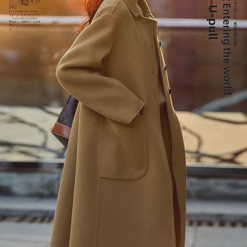 Tante Manteau en Laine Style Coréen 2024 pour Femmes - Automne & Hiver Mi-long Au-dessus du Genou Mode Coupe Ample