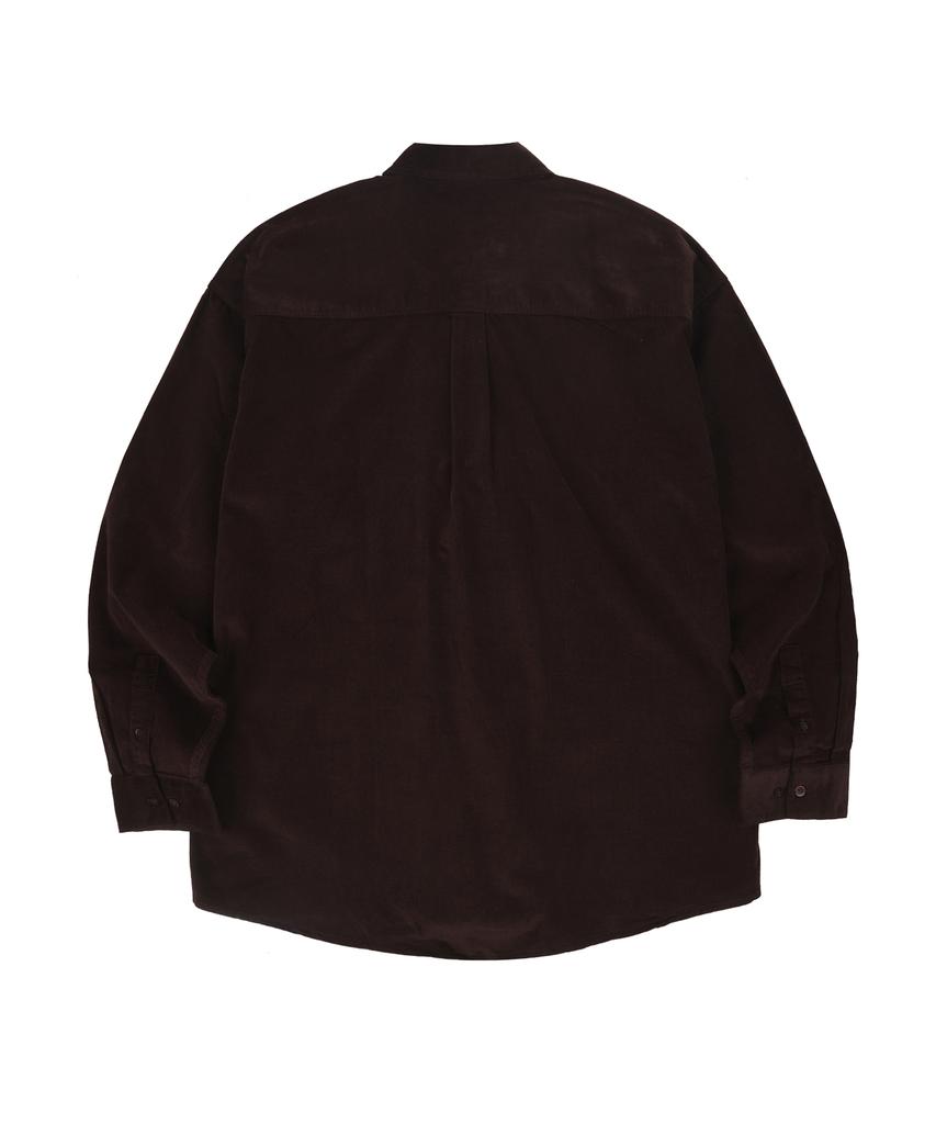 PALAP Unisex Oversized One-Pocket Soft Corduroy Shirt_Pl25F9Sh046_Dbr