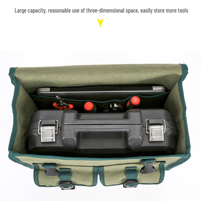 Durable Multi-Functional Canvas Tool Bag for Carpenters and Electricians - Large Capacity, Thickened, Wear-Resistant, Old-Fashioned Design