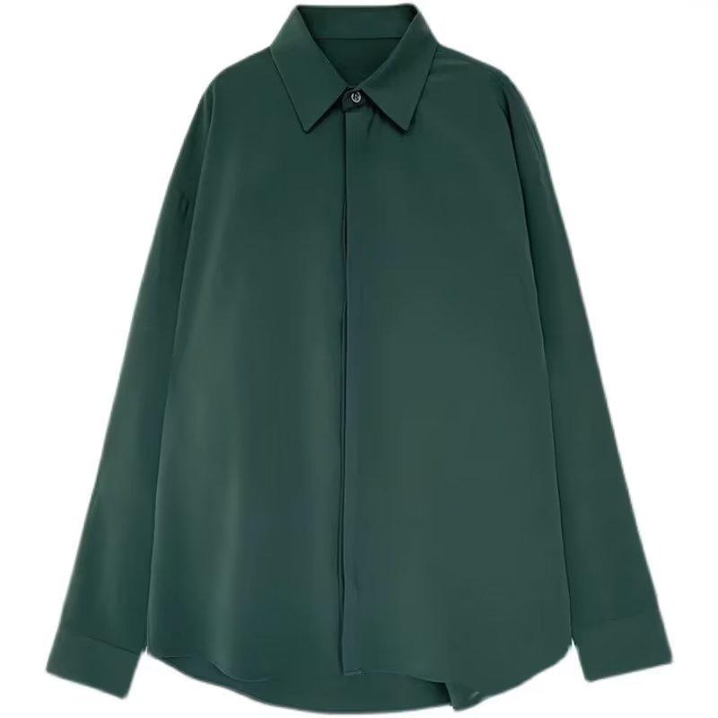 Spring New Men'S Long Sleeved Shirt, High-End, Fashionable, Versatile, Solid Color Shirt, Men'S Light Mature Style, Inch Shirt, Men