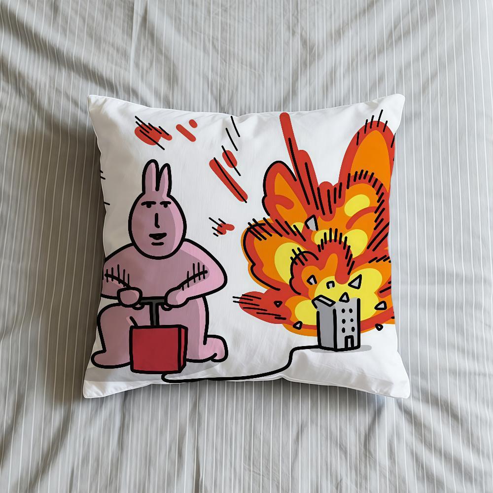 My F-Friend Pink Rabbit Cartoon Cushion Cover Square Decorative Throw Pillow Case Sofa Bed Living Room Birthday Anniversary